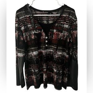 Initiatives blouse with faux leather accents